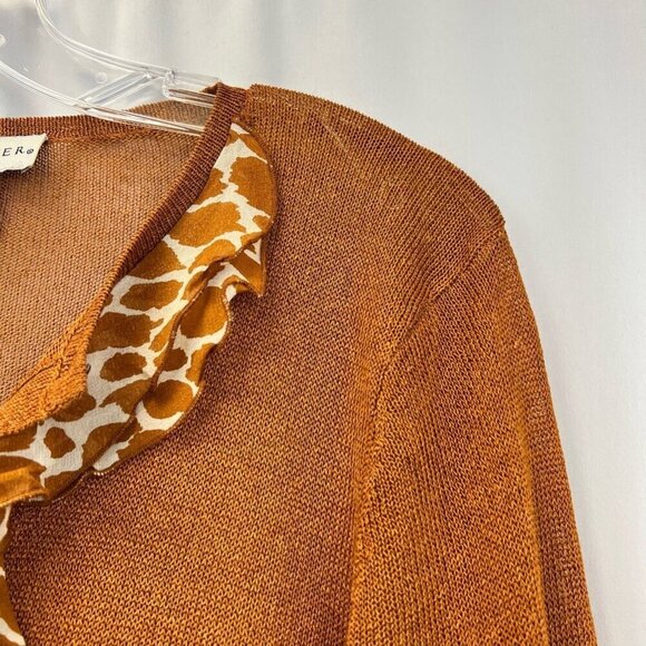 Doncaster Womens Button Up Cardigan Sweater Multicolor Giraffe Long Sleeve M - Picture 4 of 11